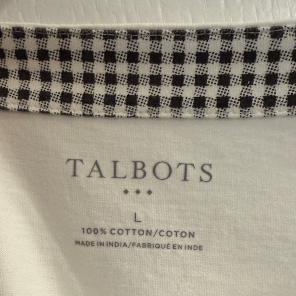 Talbots White Long Sleeve Top with Black Embroidery - Picture 2 of 3